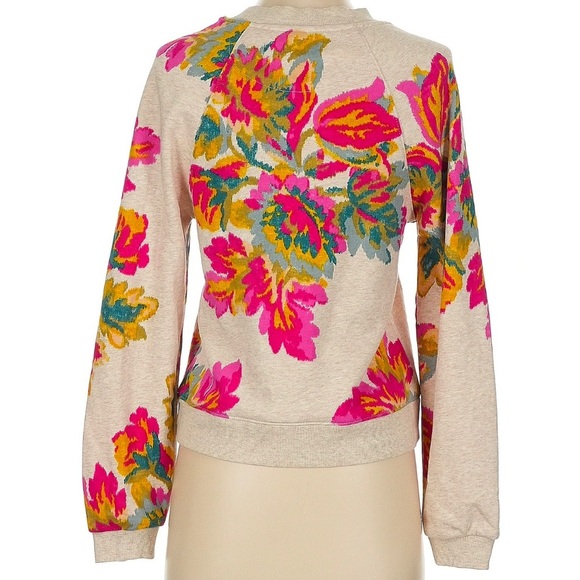 Anthropologie Pink and Yellow Crew Neck Sweater with Floral Design - Picture 3 of 8